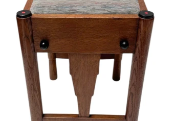 Art Deco Amsterdamse School Stool with Adjustable Seat, 1920s